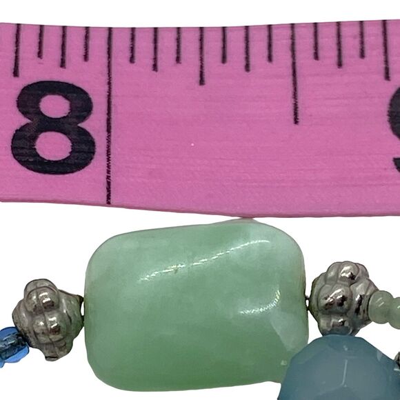 Lia Sophia Necklace Womens Silver Tone Three Strand Stone Crystal Shell Beaded - Picture 10 of 16